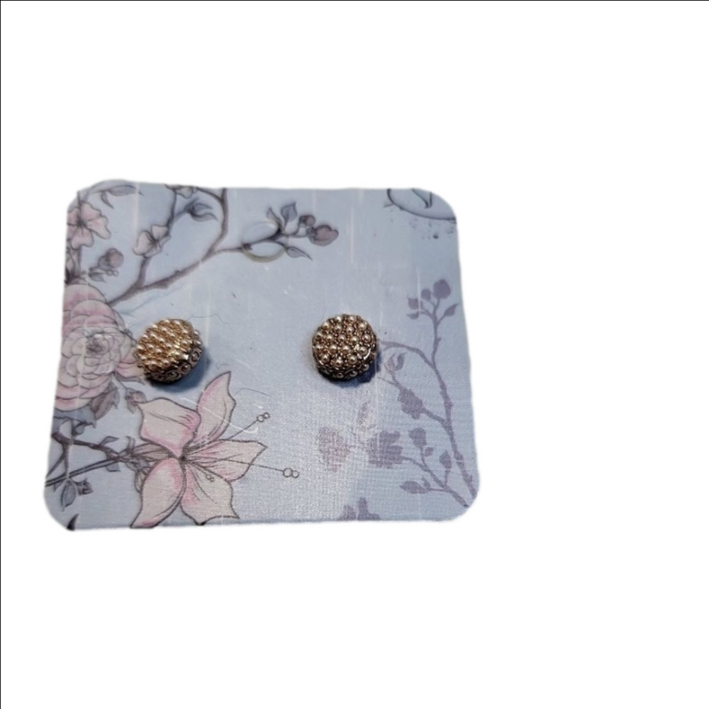 Aldo Rose Gold Pearl Encrusted Circle Post Earrings